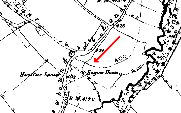 1890 6in OS map detail showing the location of the original Horse Fair pump house