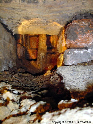 Groove from an old drum rim on LH wall of North winder drum pit